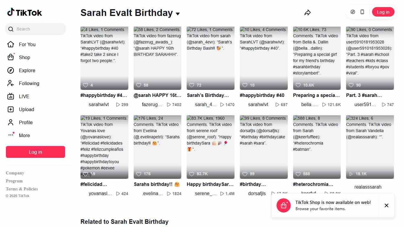 Sarah Evalt Birthday | TikTok